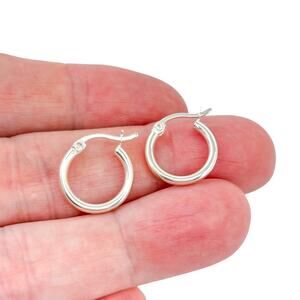 Vintage SU Thailand Sterling Silver 925 Classic 1.5cm Hoop Earrings